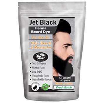 1 Pack of Jet Black Henna Beard Dye for Men - 100% Natural & Chemical Free Dye for Hair, Beard & Mustache - The Henna Guys (2 Step Process)