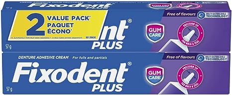 Fixodent Plus Gum Care Precision Hold & Seal Denture Adhesive Cream, 57g "Twin Pack"