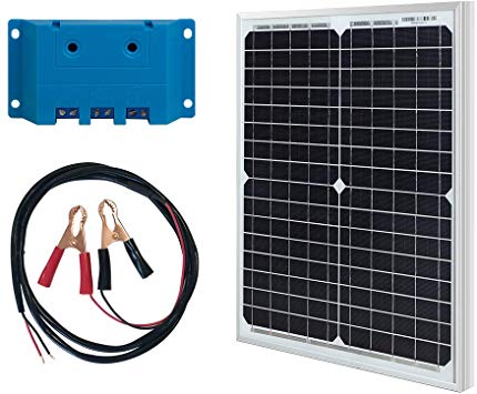 HQST Off Grid Polycrystalline Portable Solar Panel for RV Marine Boat (20W Mono Kit)