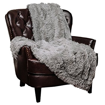 Chanasya Super Soft Long Shaggy Chic Fuzzy Fur Faux Fur Warm Elegant Cozy With Fluffy Sherpa Gray Throw Blanket - Solid Shaggy Silver Gray