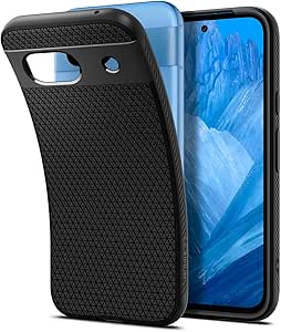 SPIGEN Liquid Air Armor Case Designed for Google Pixel 8a Case Air Cushion Form Fitted Slim Lightweight Soft TPU Cover - Black