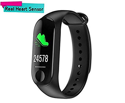 Zxega M3 Smart Wristband Fitness Tracker Band Long Standby Time Sports Multifunction Watch Compatible with All Android Phone and iOS Mobile (Black)