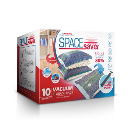 SpaceSaver Premium Jumbo Vacuum Storage Bags 80 More Storage Than Leading Brands Free Hand Pump For Travel