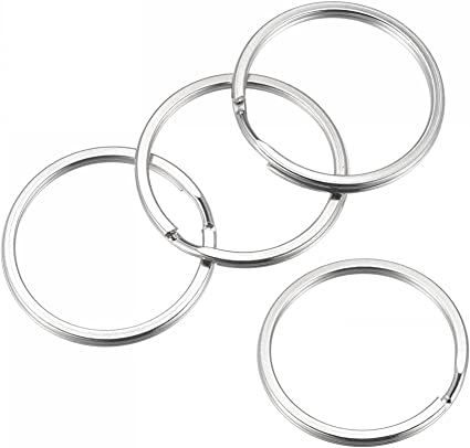 uxcell Split Keychain Rings, 1.5x25mm Round Flat Key Holder for Home Car Keys Organization, Nickel Plated, Silver Tone 12Pcs