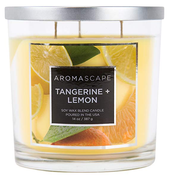 Aromascape 3-Wick Scented Jar Candle, Tangerine & Lemon