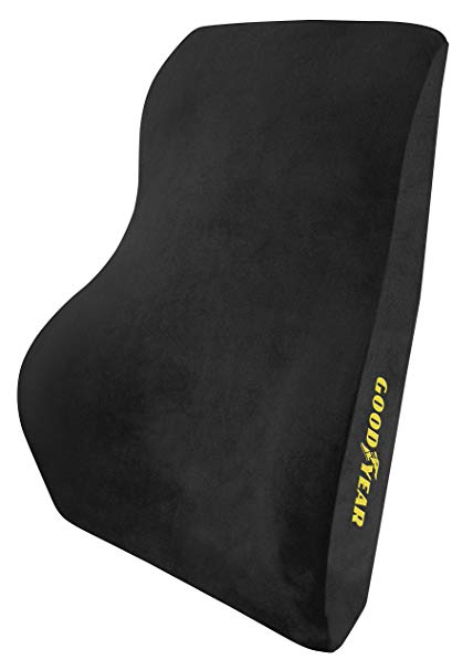 Goodyear GY1015 - Full Size Back Support Pillow for Office Chair or Car / SUV - Helps Relieve Back Pain - 100% Pure Memory Foam - Improves Posture - Fits Most Seats - Breathable Mesh - Washable Cover