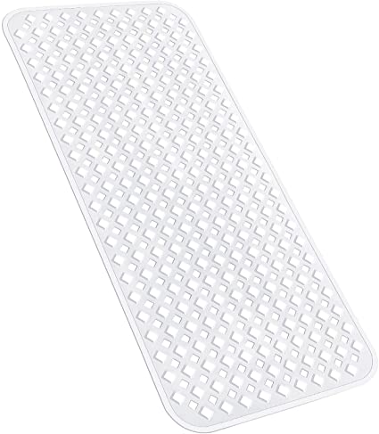 YINENN Bath Tub Shower Mat 27.7x15.7 Inch Non-Slip and Phthalate Latex Free,Bathtub Mat with Suction Cups,Machine Washable XL Size Bathroom Mats with Drain Holes (White)