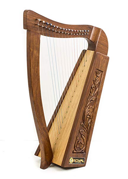 27 Inch Tall Celtic Irish Knee Harp 17 Strings Solid Wood Free Bag Strings Key