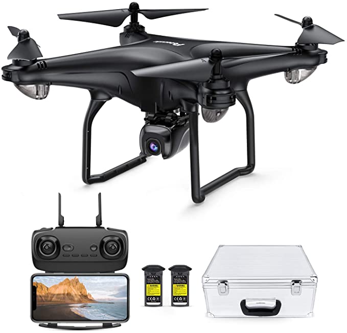 Potensic D58 GPS Drone with 2K Camera ,5G WiFi FPV Live Transmission Drone for Adults, RC Quadcotper Helicopter, Auto-Return, Follow Me, Altitude Hold, GPS Drone with Aluminum Case and 2 Batteries