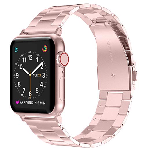 Wearlizer Stainless Steel Compatible with Apple Watch Band 38mm 42mm Women Men,Ultra-Thin Lightweight Replacement Band Strap Compatible for iWatch Bands Series 4 3 2 1