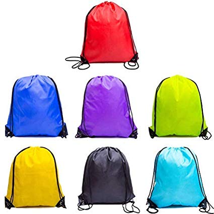 QC Style Drawstring Backpack, Drawstring Bag Sack Cinch Tote Gym bags 7 Pack, 15.75x13.78 Inches