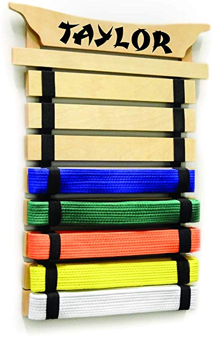 Milliard Karate Belt Display – Holds 8 Martial Arts Belts - Personalize with Stickers