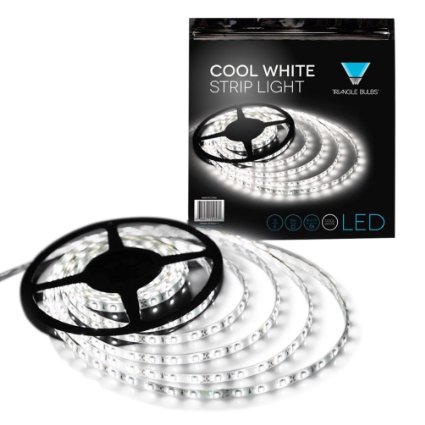 Triangle Bulbs Ultra Bright White LED Waterproof Flexible Strip Light, T93007-1 (1 pack) - 25 watt, 300 "3528 SMD", 12 volt, 16.4 feet, Pure White - 1 PACK