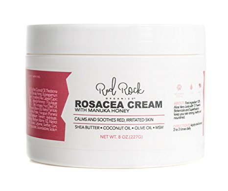 Rosacea Treatment Moisturizer Cream for Redness Relief - Natural Treatment for Rosacea Acne, Eczema- with Manuka Honey by Red Rock Organics - 8 oz