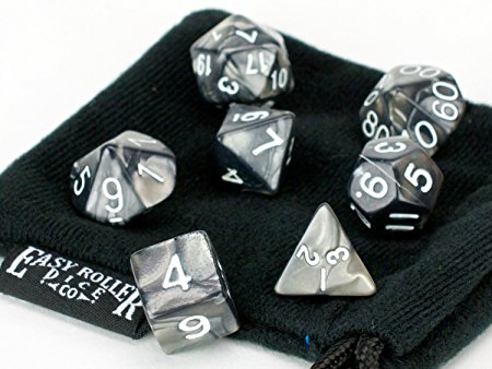 Polyhedral Dice Set | Black Smoke Swirl | 7 Piece | PRISTINE Edition | FREE Carrying Bag | Hand Checked Quality With | Money Back Guarantee