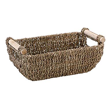 Hoffmaster BSK3000 Seagrass Basket with Handles, 4.25" Height, 6.25" Width, 12" Length, Dark Brown