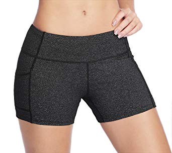 THE GYM PEOPLE Compression Short Yoga Shorts Women Power Flex Running Fitness Shorts with Pockets