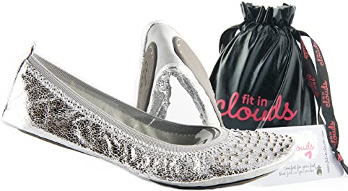 Fit in Clouds Stud Embellished Portable Foldable Ballet Flats with Carry Pouch