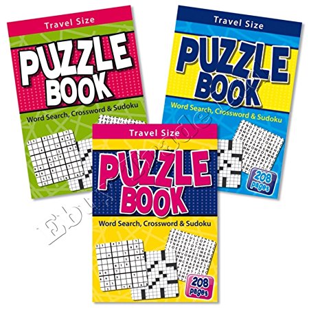 A5 Puzzle Book - Travel Size - 208 Pages - Word Search, Crossword & Sudoku