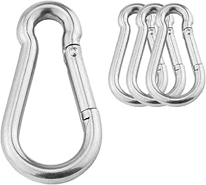 3.1 Inch M8 Stainless Steel Spring Snap Hook, Holds to 396lb/180kg (Max) for Gym,Exercise Machine, Stainless Steel 304 Heavy Duty Clip Keychainr, Set of 4