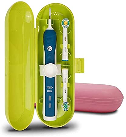 Plastic Electric Toothbrush Travel Case for Oral-B Pro Series, 2 packs (Green&Pink) …