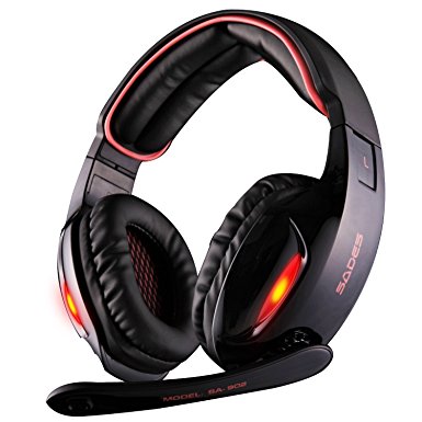 SADES SA902 PC Gaming Headset 7.1 Virtual Surround USB Computer Gaming Headphones with Microphone Volume Control for Computer (Black&Red)