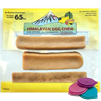 Himalayan Dog Chew 3 Pieces 100% All Natural Large YAK Chews for Dogs - Value Pack W/ Free PET LID