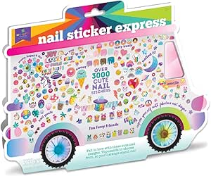 Craft-tastic — Nail Sticker Express — Nail Art Kit — Regular, Gold Foil, & Glitter Stickers — Ages 8