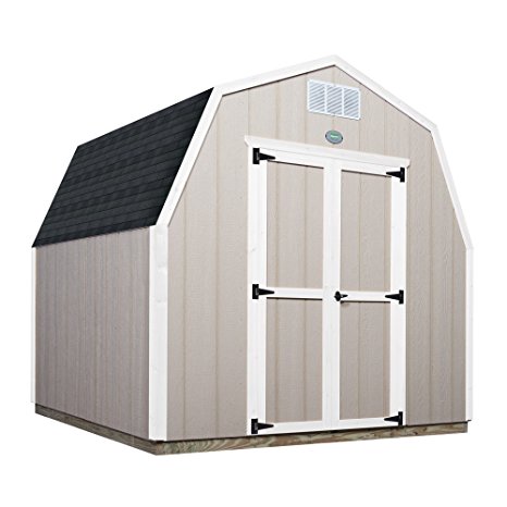 Ready Shed Easy Install Shed With All Materials, Primed Grey, 8 x 8, Wood Construction, Gambrel