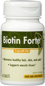 Enzymatic Therapy Biotin Forte Tablets with Zinc, 60 Count