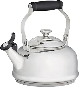 Le Creuset Whistling Tea Kettle with Metal Finishes, 1.2 qt., Stainless Steel