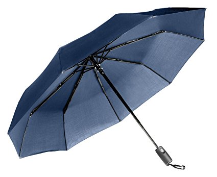 Lightweight "Dupont Teflon" Travel Umbrella, Virtually Indestructible Windproof Canopy, **Lifetime Replacement Guarantee**, Automatic Open/Close For One Handed Operation, Slip-Proof Handle for Easy Carrying By Repel (Navy Blue)