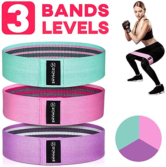 ZOMAKE Booty Bands for Legs and Butt, Fabric Workout Bands Non Slip Resistance Bands Exercise Bands Glute Bands for Women 3 Pack