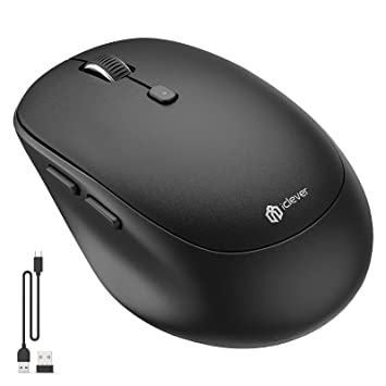 iClever Bluetooth Mouse Multi-Device Silent Mouse, Dual Mode Bluetooth   2.4G Wireless Mouse, Silent Work, Rechargeable, Switch to 3 Devices, Optical Mouse