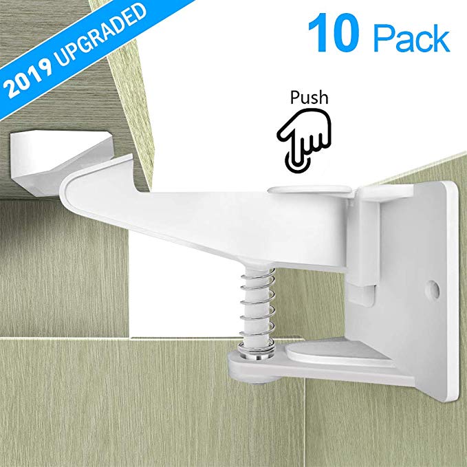 Child Safety Cabinet Locks Latches, Minkle Invisible Design Kids Baby Proof Safety Locks with 3M Adhesive, No Drilling Tools Needed(10 Pack)
