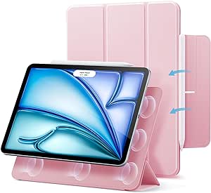 ESR for iPad Air 11 Inch Case (2024), iPad Air 5th/4th Generation Case (2022/2020), 10.9 Inch, Powerful Magnetic Attachment, Slim Trifold Stand Case, Supports Pencil Pro/USB-C, Auto Wake/Sleep, Pink