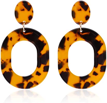 YAHPERN Acrylic Earrings for Women Girls Statement Geometric Earrings Resin Acetate Drop Dangle Earrings Mottled Hoop Earrings Fashion Jewelry