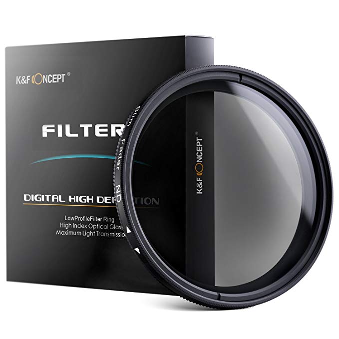 K&F Concept 62mm Variable Neutral Density Filter Adjustable ND2 to ND400   Cleaning Cloth   Filter Box
