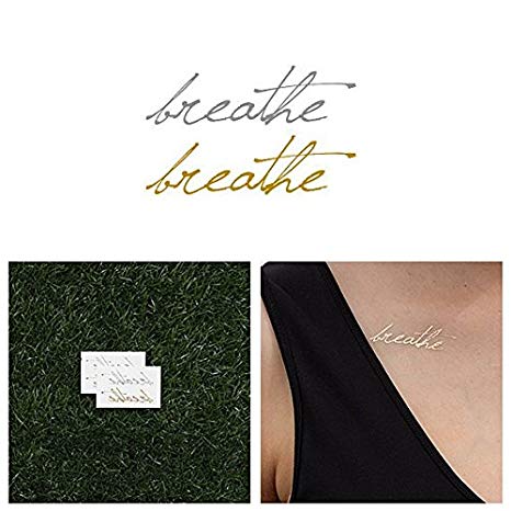 Tattify Silver And Gold Breathe Temporary Tattoo - Just (Set of 4) - Other Styles Available - Fashionable Temporary Tattoos