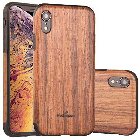 NeWisdom iPhone XR Case Wood, iPhone X R Wood Case Unique Thin Slim Soft Protective Anti-Shock Shockproof (6.1" iPhone 2018 Sandal)
