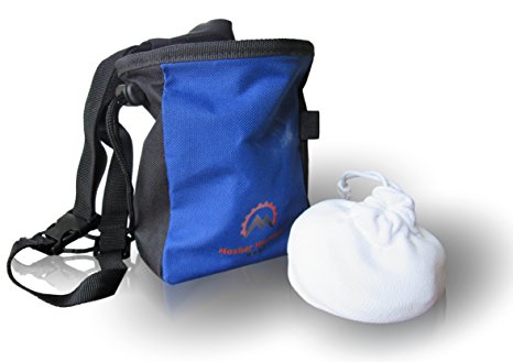 Durable Climbing Chalk Bag with Chalk Combo - Featuring Large Zippered Pocket, Water Resistant Outer Layer, and 2 oz Refillable Chalk Ball. Great Gear for Rock Climbing, Bouldering, Weight Lifting, Crossfit and Gymnastics