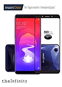 SuperdealsForTheinfinity 5D Premium Edge to Edge Full Glue, No Rainbow, Full Front Body Cover Tempered Full Glass Screen Protector Guard for Oppo Realme 1 - Black