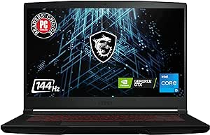 MSI GF63 Thin Gaming Laptop: 11th Gen Intel Core i5, GeForce RTX 2050, 15.6" FHD, 144Hz, 8GB DDR4, 512GB NVMe SSD, Cooler Boost 5, Win 11: Black 11UCX-1424US