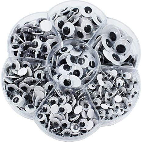 600 Pieces Mixed Self-adhesive Wiggle Googly Eyes DIY Scrapbooking Crafts Toy Accessories (Assorted Sizes)