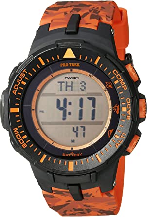 Casio Men's PRG-300CM-4CR Pro Trek Triple Sensor Tough Solar Digital Display Quartz Orange Watch