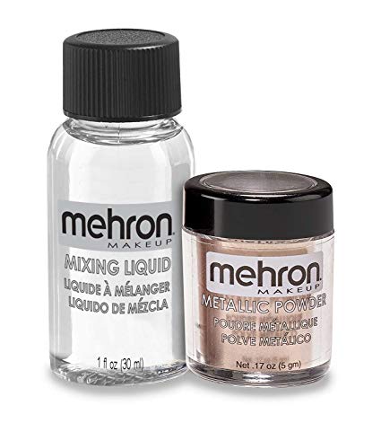 Mehron Makeup Metallic Powder (.17 oz) with Mixing Liquid (1 oz) (ROSE GOLD)