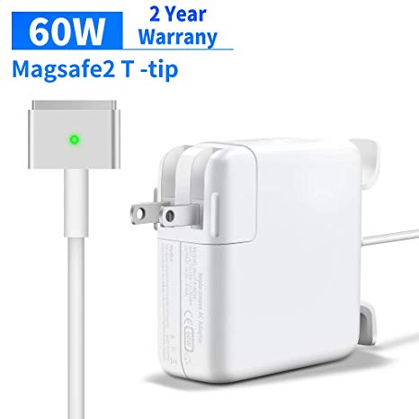 Compatible 60W Replacement Mac-Book Pro Charger, T-Tip Magsafe 2 Replacement Power Adapter Compatible with Mac Book Pro & Mac Book Air 11-Inch / 13-Inch