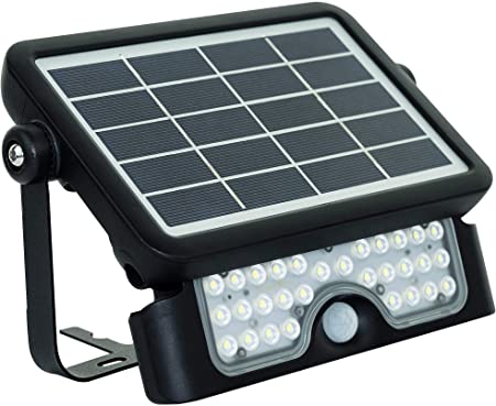Luceco LED Solar Guardian PIR Floodlight 550LM IP65 4000K Black, 5 W