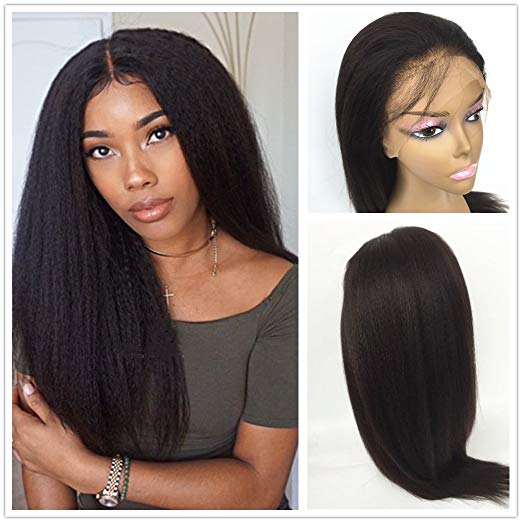 JYL Hair Italian Yaki 360 Lace Frontal Wig Pre Plucked Bleached Knots 150% Density Lace Front Human Hair Wigs For Women 360 Lace Wig Lace Front Wigs Human Hair with Baby Hair (14")