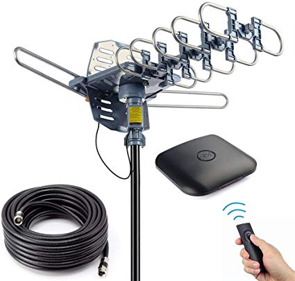 pingbingding Outdoor Digital HD TV Antenna 150 Miles Motorized 360 Degree Rotation with 40FT RG6 Coax Cable - UHF/VHF / 1080P / 4K Snap-On Installation - Upgraded Version